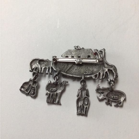 Amos Pewter Noah’s Ark with Animals Vintage Pewter Broach/Pin - Picture 3 of 5